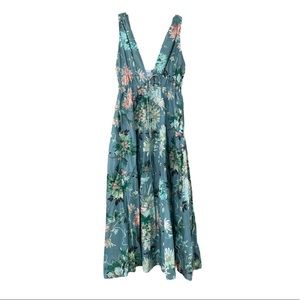 Floral V Neck Maxi Dress